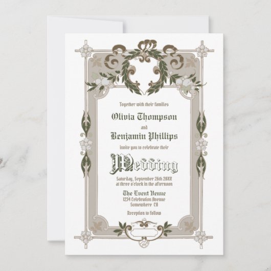 Invitation Mariage de trame vintage (Devant)