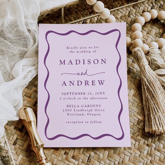 Invitation Mariage de trame violet moderne