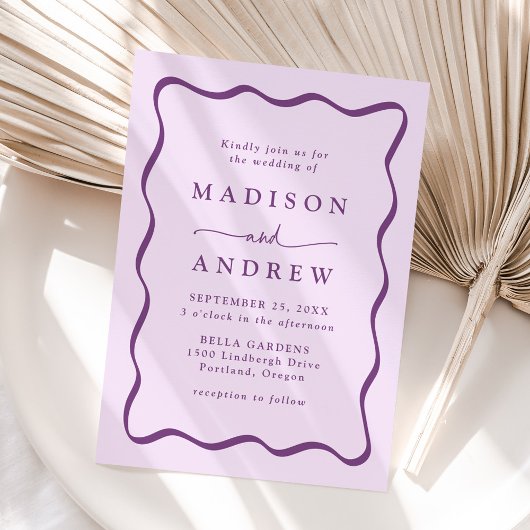 Invitation Mariage de trame violet moderne