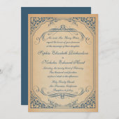 Invitation Mariage de trames vintages (Devant / Derrière)