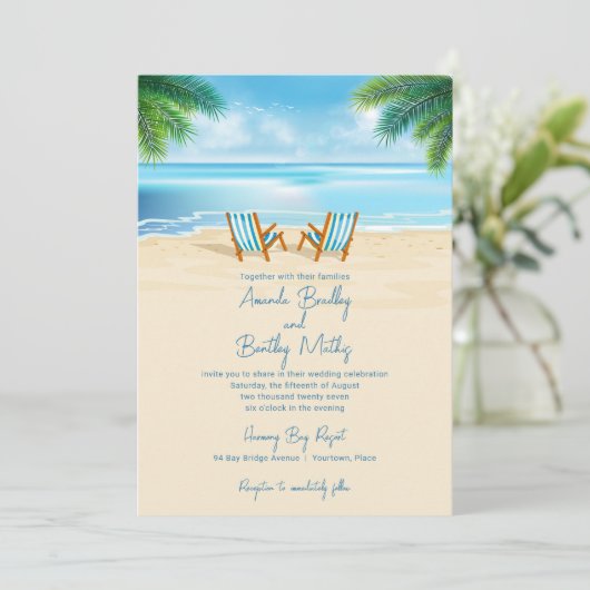 Invitation Mariage de transats tropicaux (Debout devant)