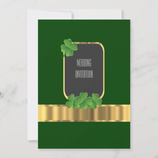 Invitation mariage de trèfle vert shamrock irlandais (Dos)