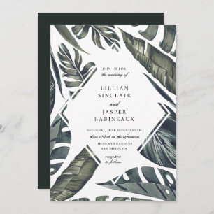 Invitation Mariage de tropics moderne à feuilles de diamant