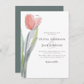 Invitation Mariage de tulipe aquarelle (Devant / Derrière)