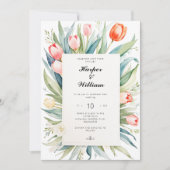 Invitation Mariage de tulipe aquarelle (Devant)