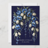 Invitation Mariage de tulipe bleu et blanc de la marine roman (Dos)