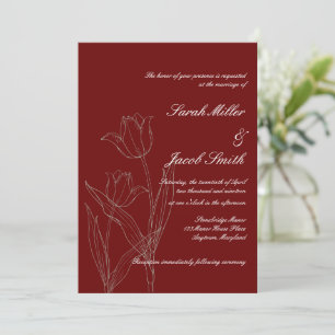 Invitation Mariage de tulipe minimaliste rouge