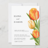 Invitation Mariage de tulipe orange et crème (Devant)