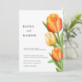 Invitation Mariage de tulipe orange et crème (Debout devant)