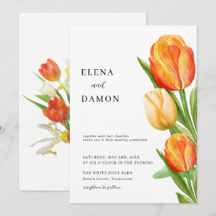 Invitation Mariage de tulipe orange et crème