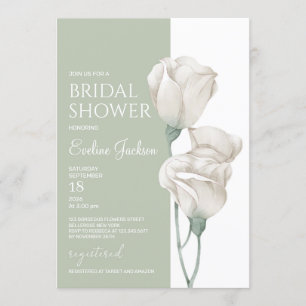 Invitation Mariage de tulipes à fleurs blanches vert pastel