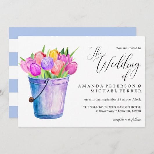 Invitation Mariage de tulipes Flower tendance (Devant / Derrière)