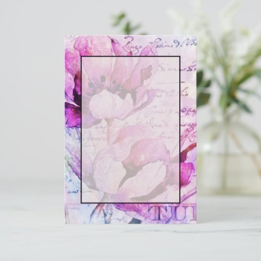 Invitation Mariage de tulipes violettes budget vierge  (Debout devant)