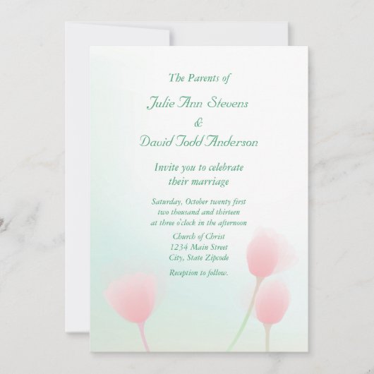 Invitation Mariage de Tulips Pastel Rose doux (Devant)