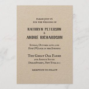 Invitation Mariage de type Kraft Vintage simple