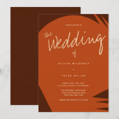 Invitation Mariage de typographie Abstrait Brown Burnt Orange (Devant / Derrière)