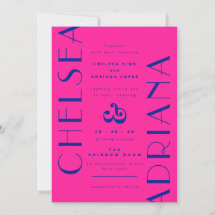 Invitation Mariage de typographie Art déco rose Neon