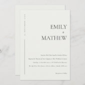 INVITATION MARIAGE DE TYPOGRAPHIE BLANCHE EN IVOIRE NOIRE CHI (Devant / Derrière)