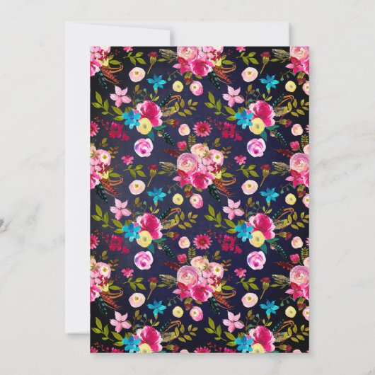 Invitation Mariage de typographie bleu marine rose moderne (Dos)