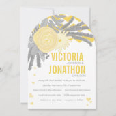 Invitation Mariage de typographie Boho Grey Jellow Zigzag (Devant)