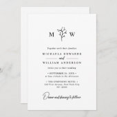 Invitation Mariage de typographie botanique simple et élégant (Devant / Derrière)