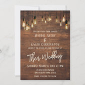 Invitation Mariage de typographie Brown Mur en Bois Edison (Devant)