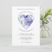 Invitation Mariage de typographie cardiaque violet White Peon (Debout devant)