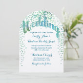 Invitation Mariage de typographie couleur bleu vert (Debout devant)