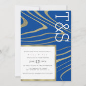 Invitation Mariage de typographie d'agate en or liquide marbr (Devant)