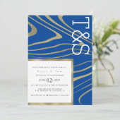 Invitation Mariage de typographie d'agate en or liquide marbr (Debout devant)