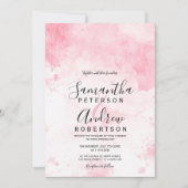 Invitation Mariage de typographie d'aquarelle rose moderne (Devant)