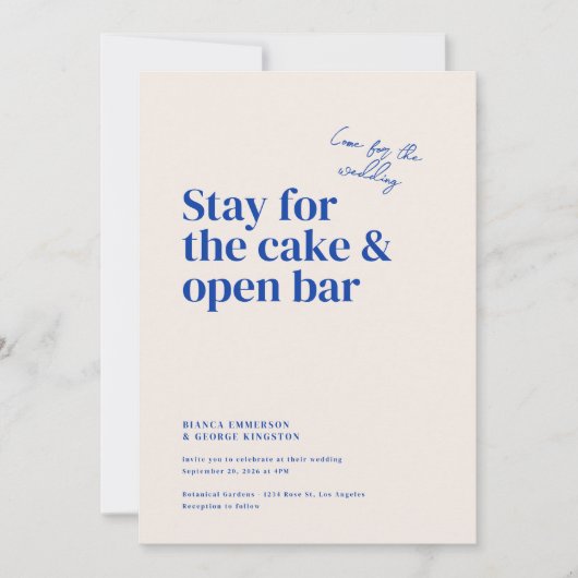 Invitation Mariage de typographie de Belmont (Devant)