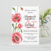 Invitation Mariage de typographie de l'aquarelle du pavot de  (Debout devant)