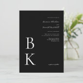 Invitation Mariage de typographie de monogramme moderne noir (Debout devant)