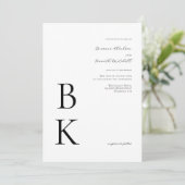 Invitation Mariage de typographie de Monogramme noir moderne  (Debout devant)