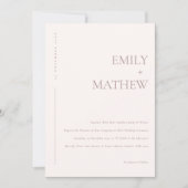 INVITATION MARIAGE DE TYPOGRAPHIE DE PEACH ROSE MOELLEUX MOIN (Devant)