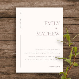 INVITATION MARIAGE DE TYPOGRAPHIE DE PEACH ROSE MOELLEUX MOIN