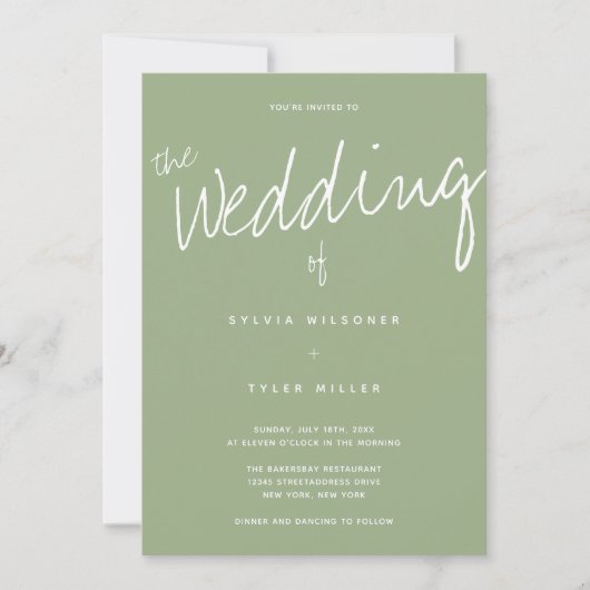 Invitation Mariage de typographie de sage de code QR (Devant)