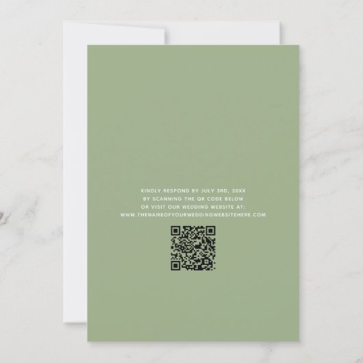 Invitation Mariage de typographie de sage de code QR (Dos)