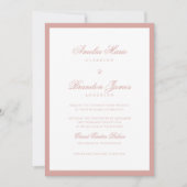 Invitation Mariage de typographie de script de bordure de ros (Devant)