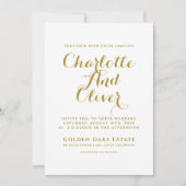 Invitation Mariage de typographie de script or (Devant)