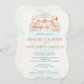 Invitation Mariage de typographie des Coeurs de bicyclette en (Devant / Derrière)