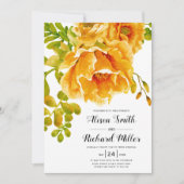 Invitation Mariage de typographie des fleurs d'aquarelle oran (Devant)