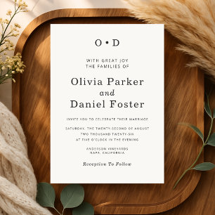 Invitation Mariage de typographie éditoriale minimaliste simp