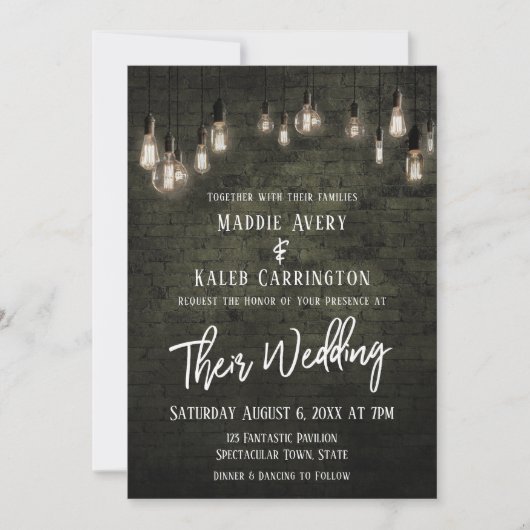 Invitation Mariage de typographie en brique industrielle Edis (Devant)