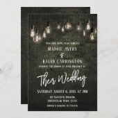 Invitation Mariage de typographie en brique industrielle Edis (Devant / Derrière)
