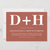 Invitation Mariage de typographie en terre cuite avec caractè (Devant)