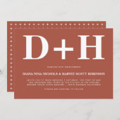 Invitation Mariage de typographie en terre cuite avec caractè (Devant / Derrière)