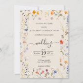Invitation Mariage de typographie fleur sauvage Boho (Devant)