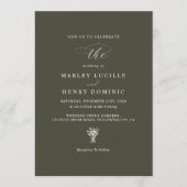 Invitation Mariage de typographie formelle moderne vert olive (Devant)